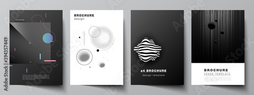 Vector layout of A4 format cover mockups design templates for brochure, flyer layout, booklet, cover design, book design, brochure cover. Tech science future background, space astronomy concept.
