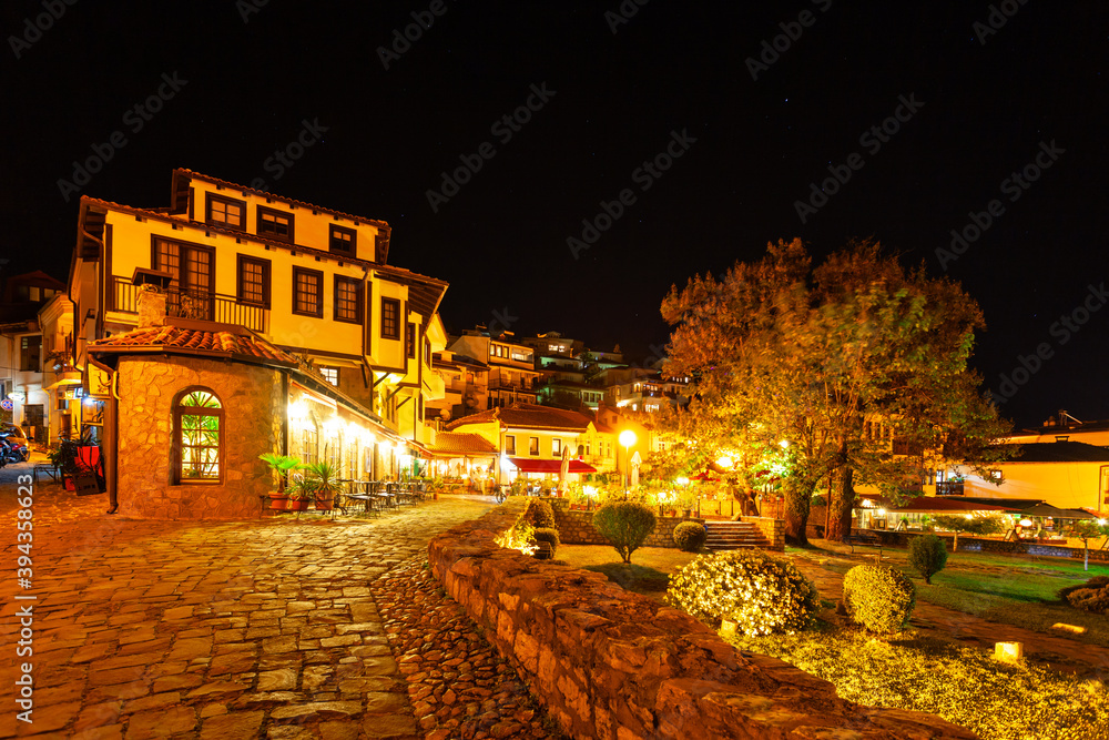 Ohrid old town at night, Macedonia