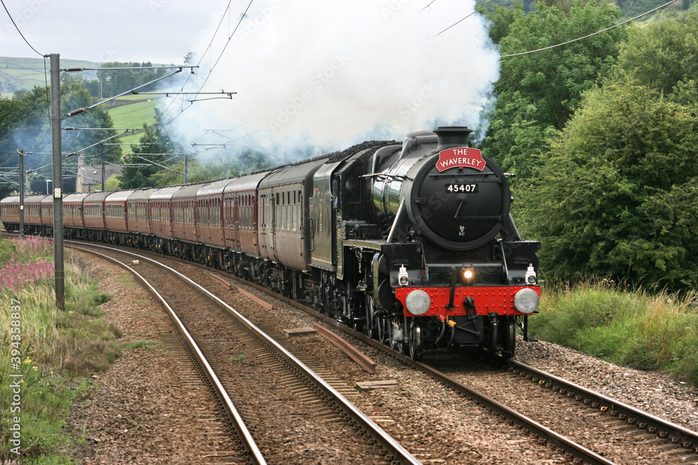 Black Five Steam number 45407 at Cononley on the Waverley