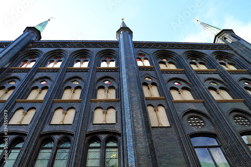 Medieval old town hall (Lubecker Rathaus) in Lubeck, Schleswig-Holstein region, Germany, Europe. photo