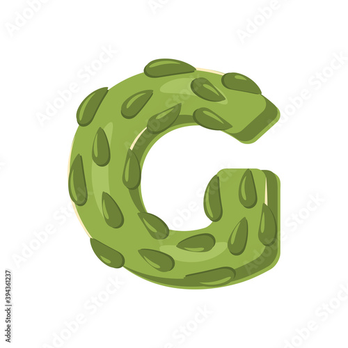 Asparagus in a form of letter G - vegetable lettering design.  Vector illustration.