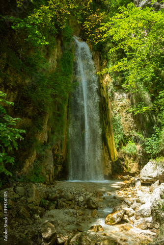 Senerchia waterfalls, WWF naturalistic oasis, in Campania, Salerno. View of the route, panoramas and details of nature.