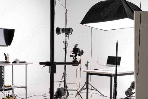 scene of Product photography session in professional photostudio