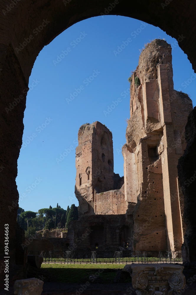 Ruins of thermes Caracalla of Diocletian in Rome, Italy