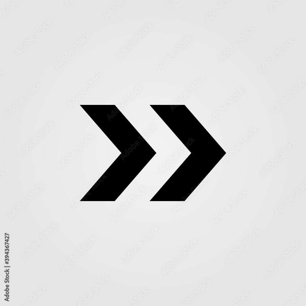 Arrow right icon isolated on white background. Multiple right direction icon.