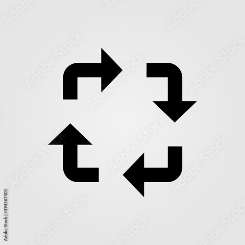 Cyclic square arrow icon. Loop or repetitive process symbol.