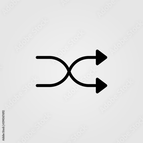 Road sign arrow icon in line design style. Navigation arrow, crossing roads, two way road symbol.