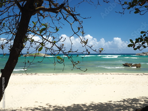 Sunny day at the beach. White sand and turquoise sea. Dominican Republic