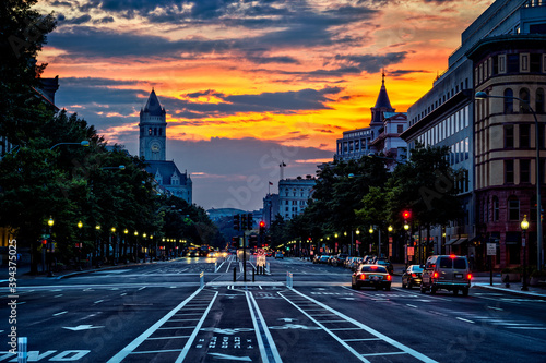 Pennsylvania Avenue sunset in Washington DC USA 
