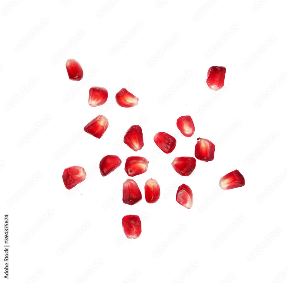 pomegranate seeds on white background pomegranate seeds on white background