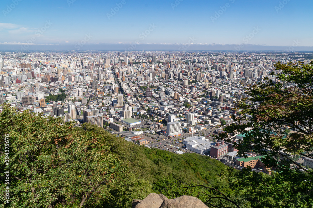 The city of Sapporo, view from the top of the Maruyama hill