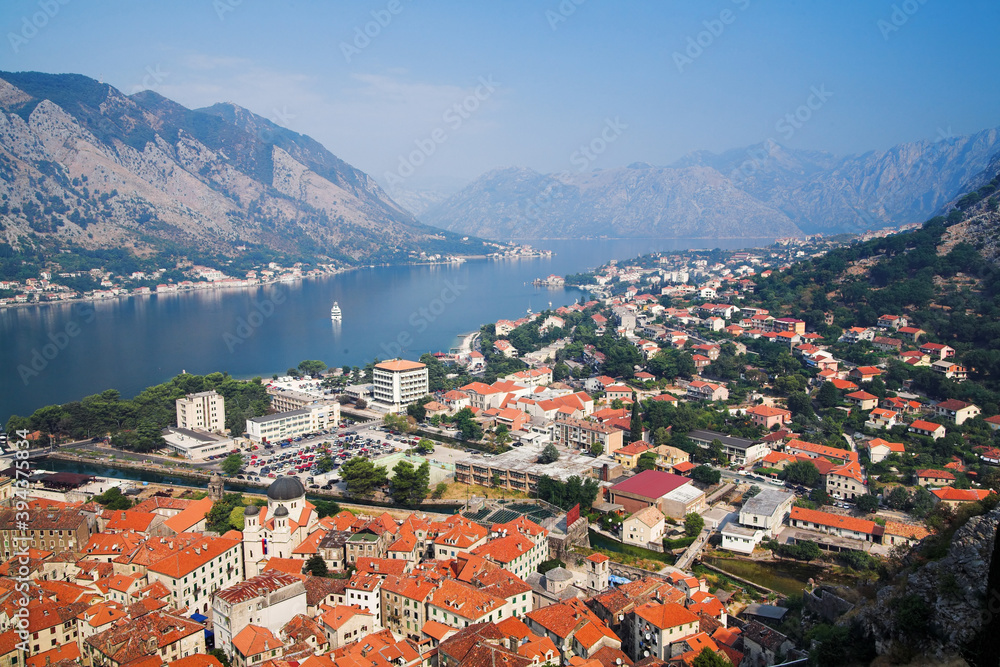 View of the Kotor and Kotor Bay from the mountain fortress, Montenegro