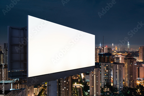 Photography Blank white road billboard with KL cityscape background at night time