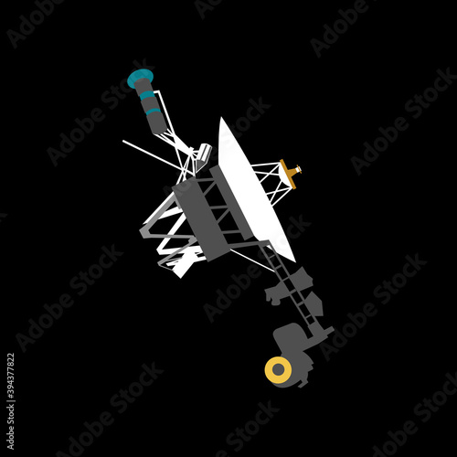 spacecraft Voyager 1 in cartoon style 2d