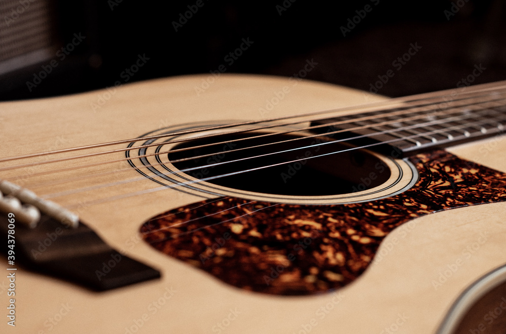 Fototapeta premium acoustic guitar close up