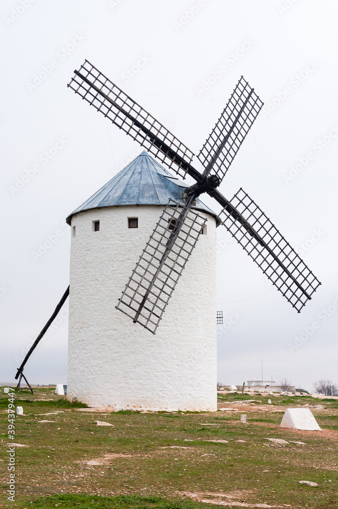Typical windmill in Campo de Criptana, province of Ciudad Real, Spain