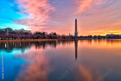 the washington monument from across the tidal basin