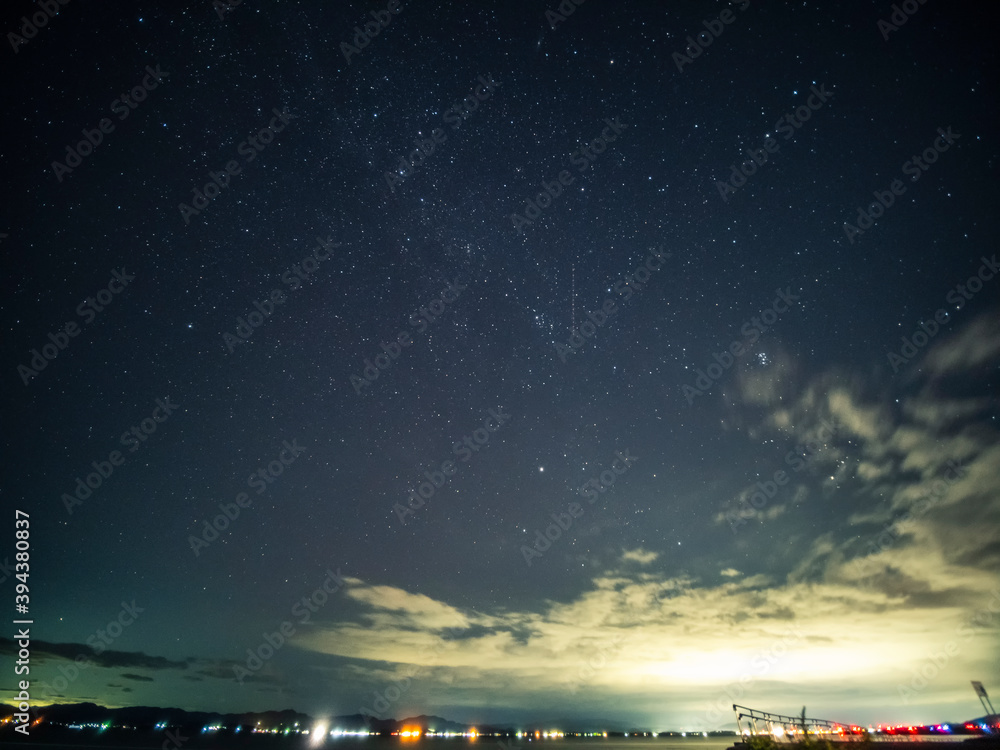 I went to Lake Shinji at night to take a picture.
I went to Lake Shinji at night to take a picture.