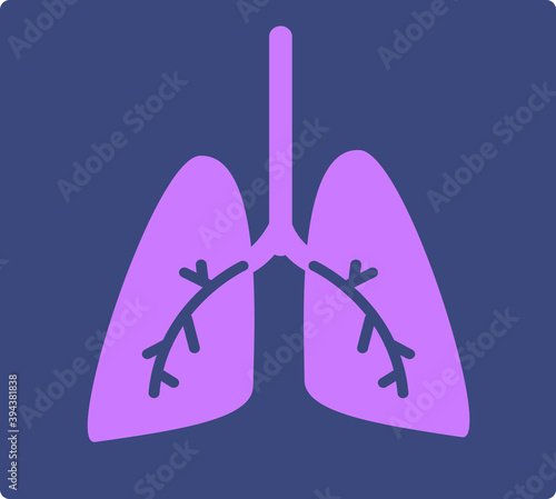 Lungs Snapshot Fluorography. Purple Lungs on Purple Background. Flat Vector Illustration.
