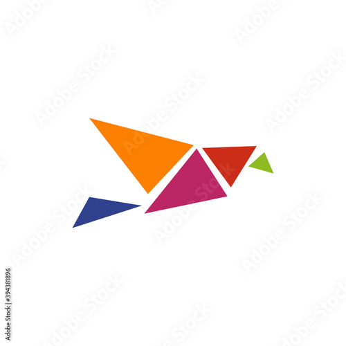 Origami bird logo icon design template