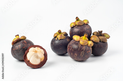 Mangosteens isolated on white background, Mangosteens the Queen of fruits. 