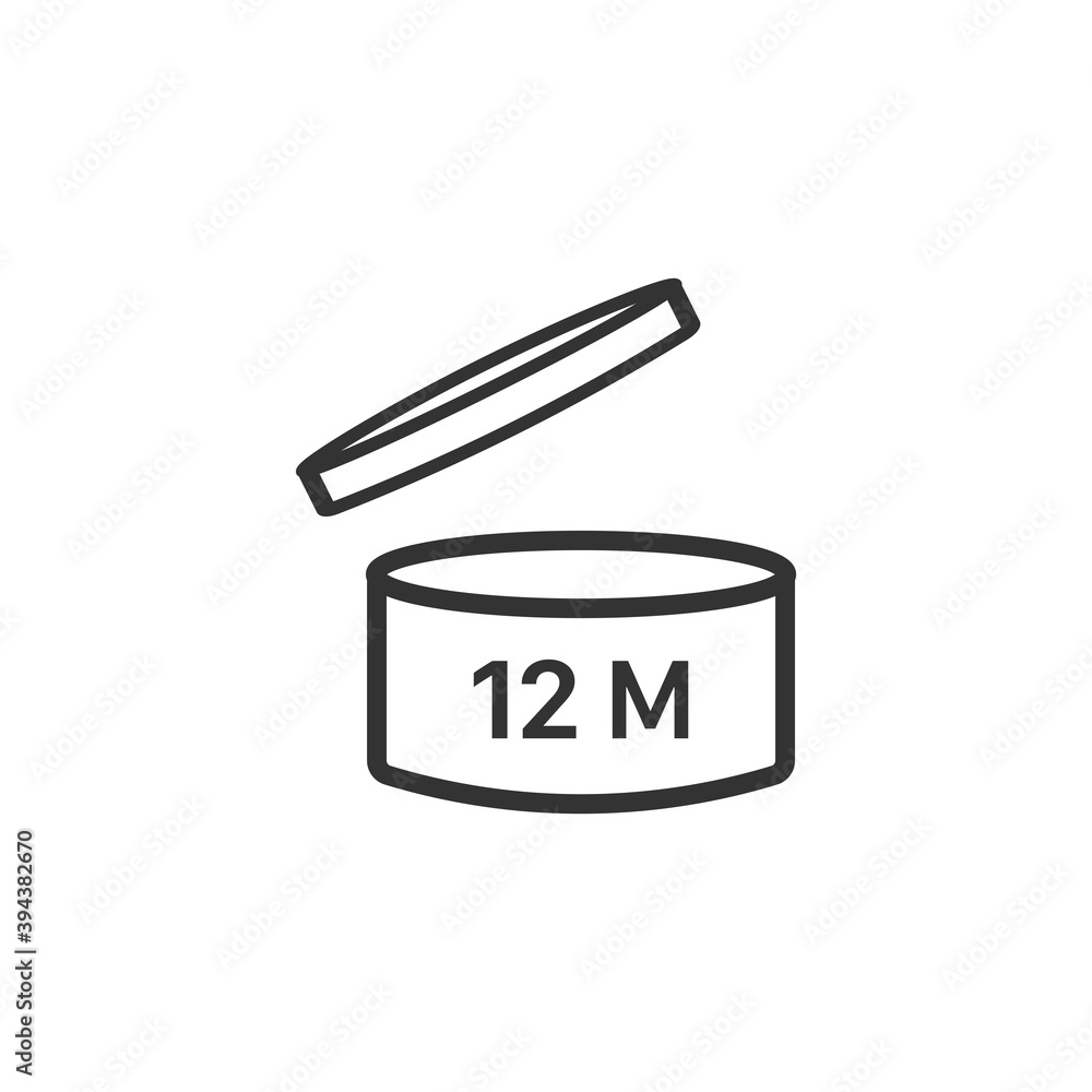 Expiration date 12 months icon. Period after opening symbol modern, simple, vector, icon for website design, mobile app, ui. Vector Illustration Expiration date 12 months icon. Period after opening symbol modern, simple, vector, icon for website design, mobile app, ui. Vector Illustration