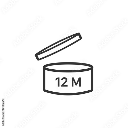 Expiration date 12 months icon. Period after opening symbol modern, simple, vector, icon for website design, mobile app, ui. Vector Illustration
