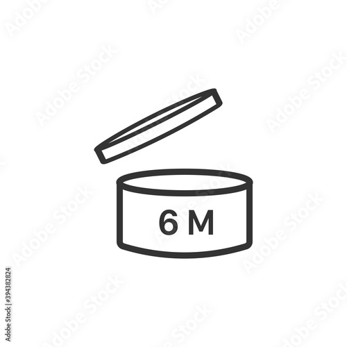 Expiration date 6 months icon. Period after opening symbol modern, simple, vector, icon for website design, mobile app, ui. Vector Illustration
