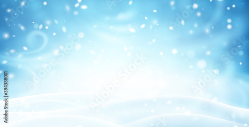 Winter snow storm blue and white background.
