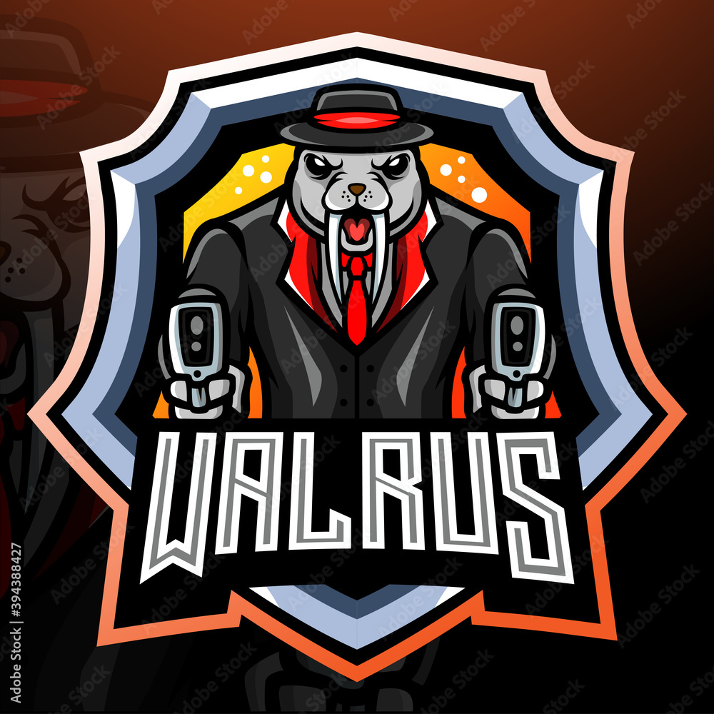 Walrus mafia mascot. esport logo design