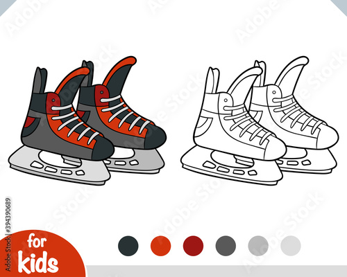 Coloring book for kids, Ice hockey skates