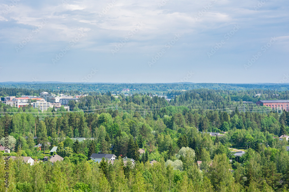 Summer view to The City of Imatra from The Mellonmaki Hill, South Karelia, Finland