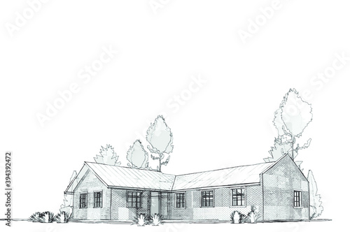 3D vector architecture illustration building house construction perspective abstract background