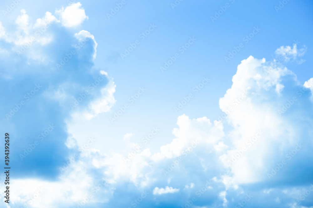 White clouds with blue sky Background On a bright day with copy space for text or banner for website