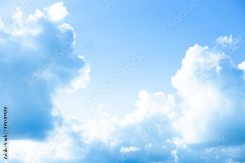 White clouds with blue sky Background On a bright day with copy space for text or banner for website