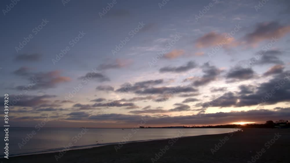 Sunrise Over Beach. Bay of Gdansk, Poland. Sunrise Over Beach. Bay of Gdansk, Poland.