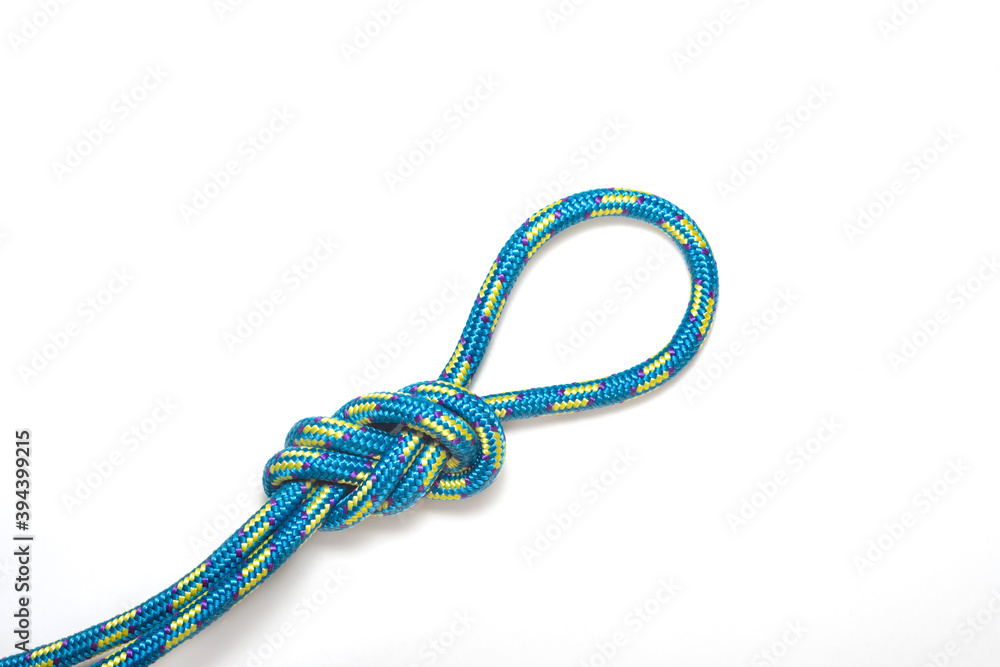 Figure 8 Follow Through Loop knot on a white background