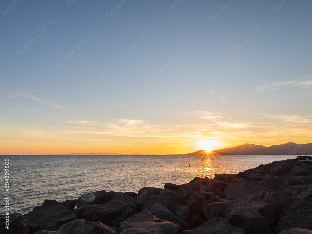 Sunset on the beach, Lanzarote Canary island