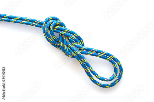 Figure 8 double loop knot on a white background