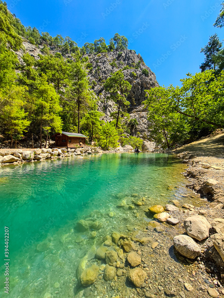 Fototapeta premium beautiful landscape, blue river in the mountains