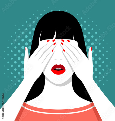 Woman covering her eyes