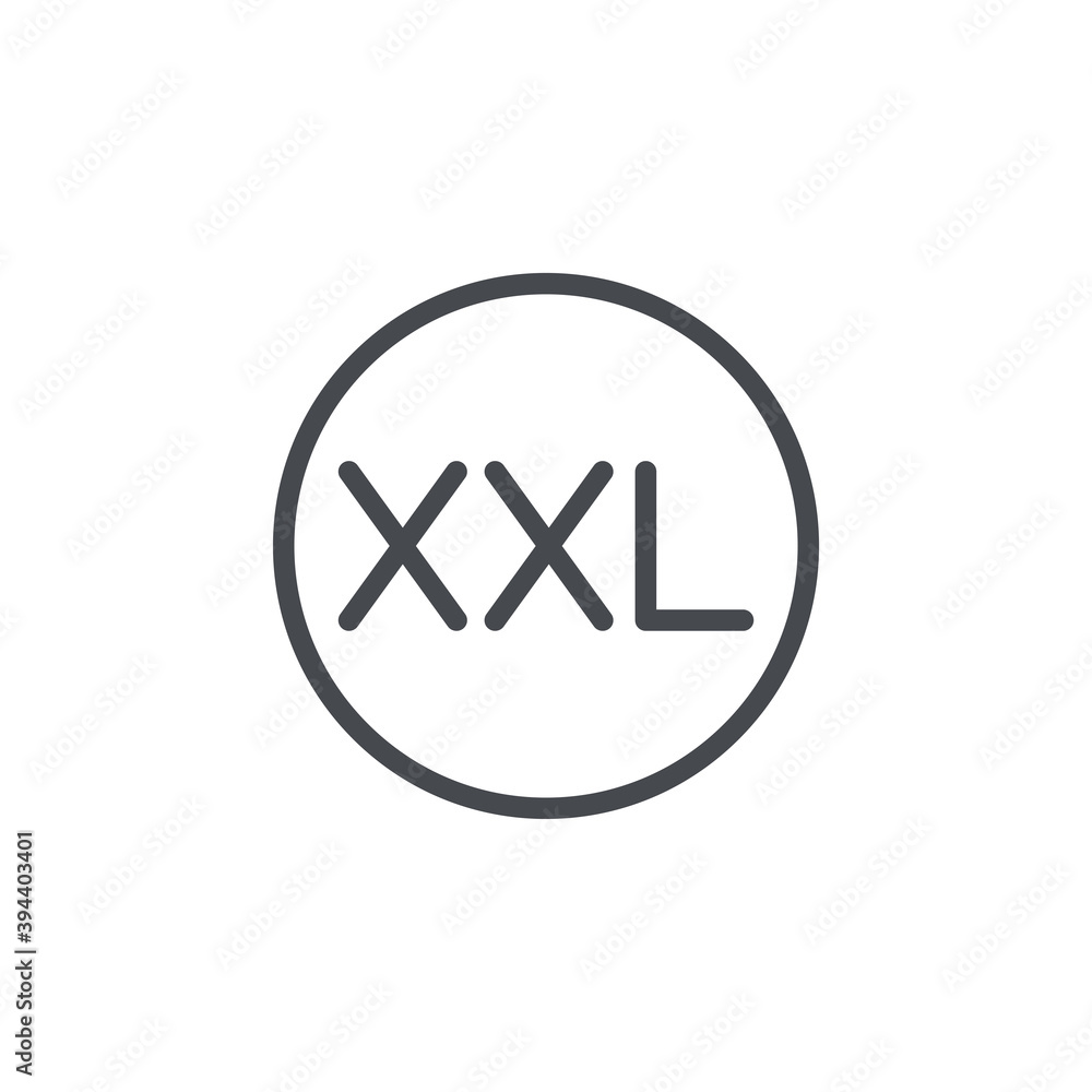 XXL icon isolated on white background. Size symbol modern, simple, vector, icon for website design, mobile app, ui. Vector Illustration XXL icon isolated on white background. Size symbol modern, simple, vector, icon for website design, mobile app, ui. Vector Illustration