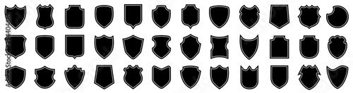 Set different shields icons, protect signs, collection shields button – stock vector