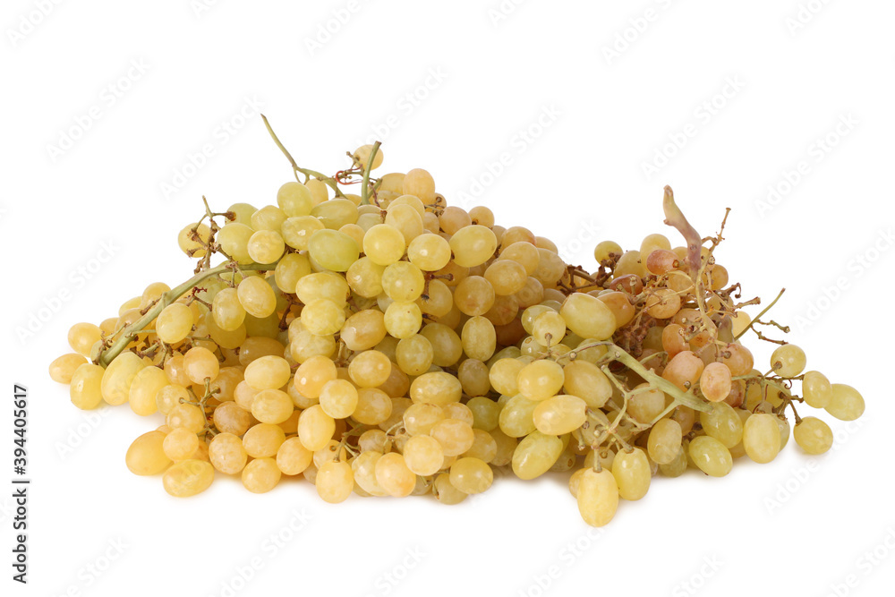 Ripe green grapes isolated on white background