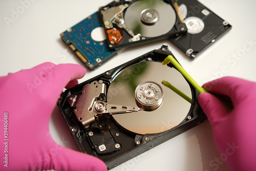 Safe cleaning and verification of your electronic data on media. Concept.