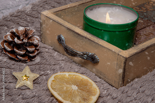 christmas still life with candle