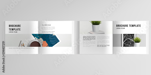 3d realistic vector layout of cover mockup design templates for bifold square brochure, cover design, book design, magazine, brochure cover. Home office concept, study or freelance, working from home.