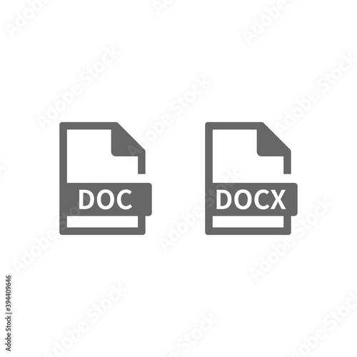 Doc and docx file format vector icon. Microsoft word files web button.