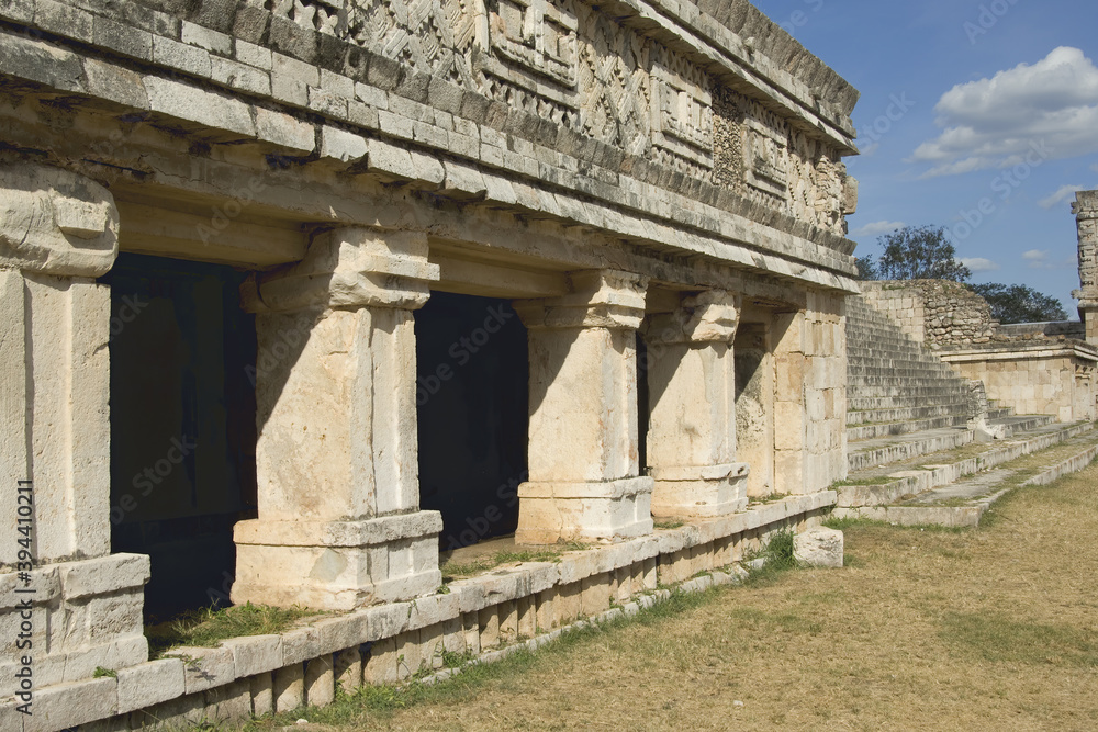 Cuadrangulo de las Monjas, The Nunnery Quadrangle, Columns of the Palace, Uxmal, Yucatan, Mexico, UNESCO World Heritage Site
