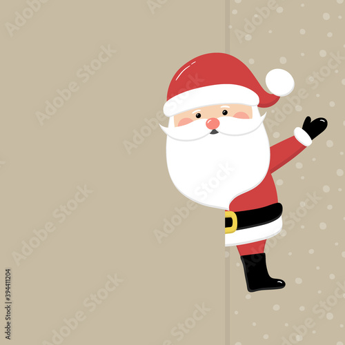 Santa Claus on empty background with snowflakes. Christmas decoration. Vector